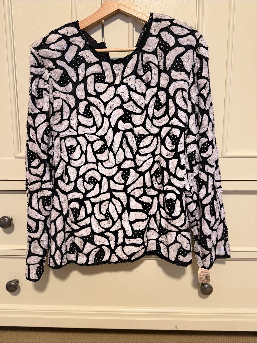 Black & White Beaded Women's Top
